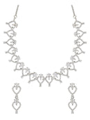 Etnico Stylish Silver Plated Cubic Zirconia American Diamond CZ AD Necklace Jewellery Set For Women