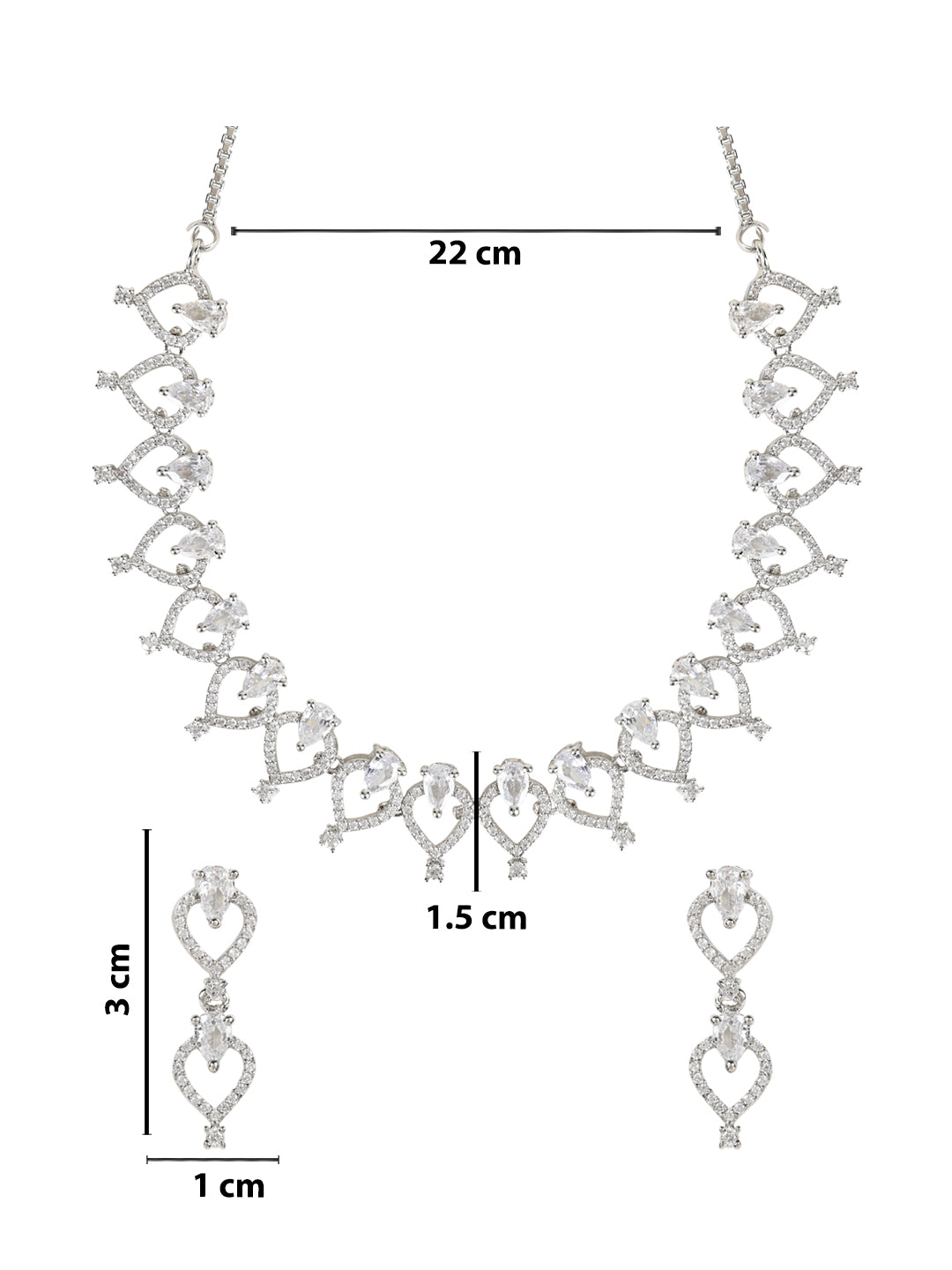 Etnico Stylish Silver Plated Cubic Zirconia American Diamond CZ AD Necklace Jewellery Set For Women