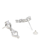 Etnico Stylish Silver Plated Cubic Zirconia American Diamond CZ AD Necklace Jewellery Set For Women