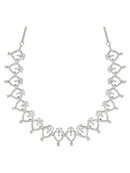 Etnico Stylish Silver Plated Cubic Zirconia American Diamond CZ AD Necklace Jewellery Set For Women