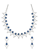 Etnico Stylish Silver Plated Cubic Zirconia American Diamond CZ AD Necklace Jewellery Set For Women