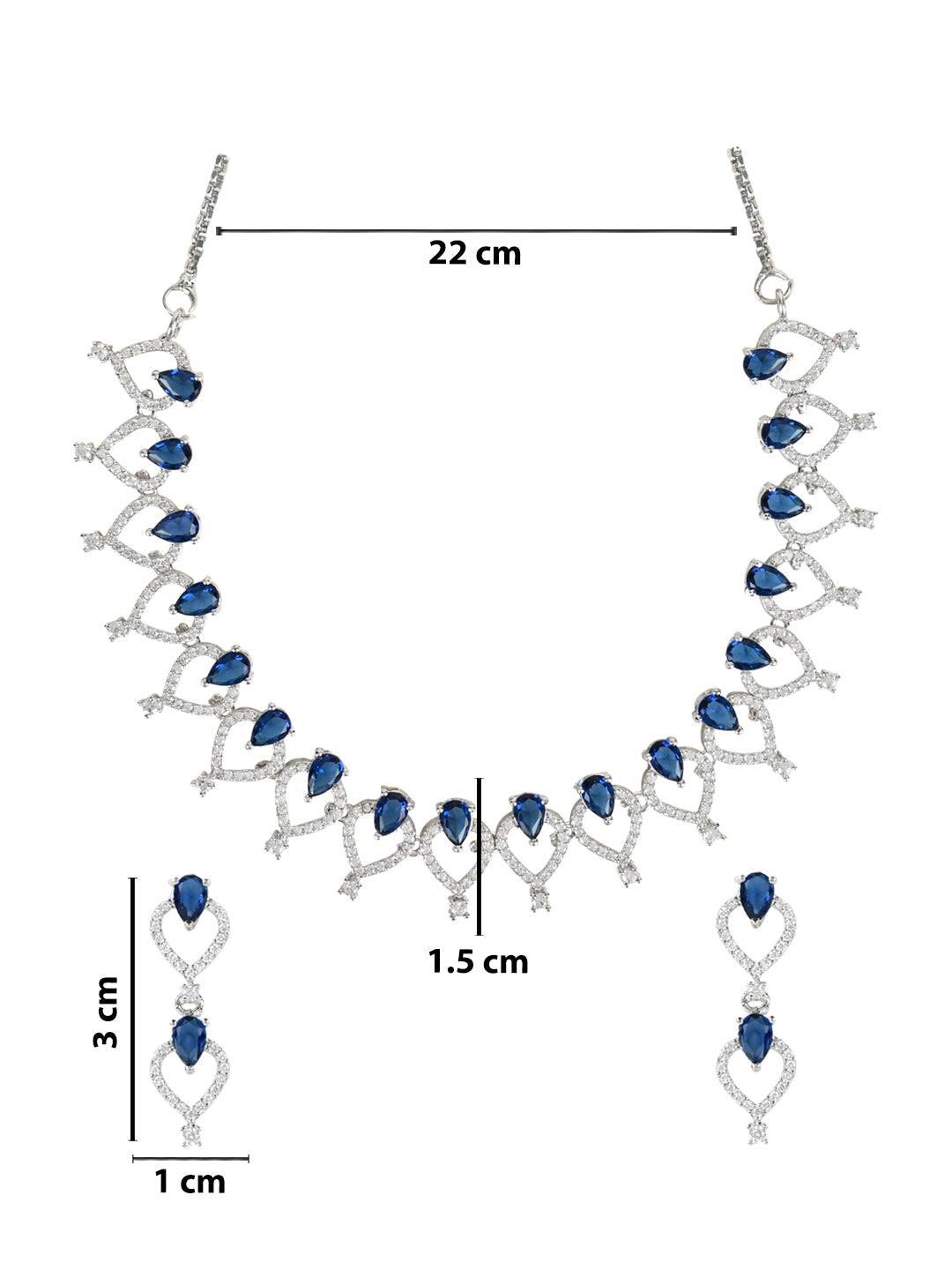 Etnico Stylish Silver Plated Cubic Zirconia American Diamond CZ AD Necklace Jewellery Set For Women