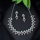Etnico Stylish Silver Plated Cubic Zirconia American Diamond Special Necklace With Earrings Set for Women