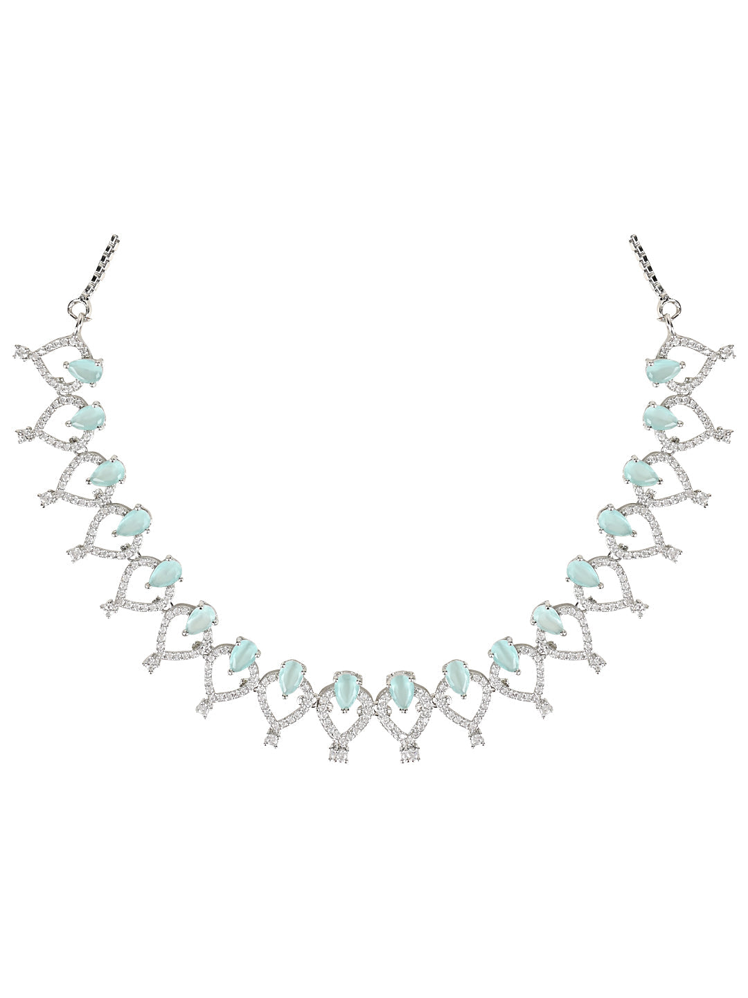 Etnico Stylish Silver Plated Cubic Zirconia American Diamond Special Necklace With Earrings Set for Women