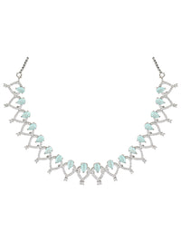 Etnico Stylish Silver Plated Cubic Zirconia American Diamond Special Necklace With Earrings Set for Women
