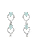 Etnico Stylish Silver Plated Cubic Zirconia American Diamond Special Necklace With Earrings Set for Women