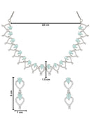 Etnico Stylish Silver Plated Cubic Zirconia American Diamond Special Necklace With Earrings Set for Women