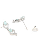 Etnico Stylish Silver Plated Cubic Zirconia American Diamond Special Necklace With Earrings Set for Women
