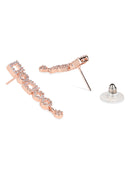 Etnico Rose Gold Plated Cubic Zirconia American Diamond CZ Special Chain Necklace With Earrings Set for Women