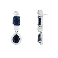 Etnico Silver Plated Cubic Zirconia American Diamond Special Necklace & Drop Earrings Jewellery Set for Women