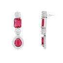 Etnico Silver Plated Cubic Zirconia American Diamond Special Necklace & Drop Earrings Jewellery Set for Women