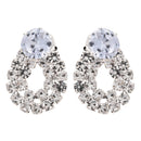 Etnico Silver Plated Cubic Zirconia American Diamond Necklace & Drop Earrings Jewellery Set for Women