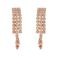 Etnico Rose Gold Plated Cubic Zirconia American Diamond Necklace & Dangle Earrings Jewellery Set for Women