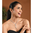 Etnico Gold Plated Cubic Zirconia American Diamond Necklace & Earrings Jewellery Set for Women 