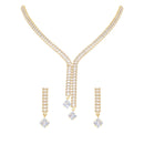 Etnico Gold Plated Cubic Zirconia American Diamond Necklace & Earrings Jewellery Set for Women