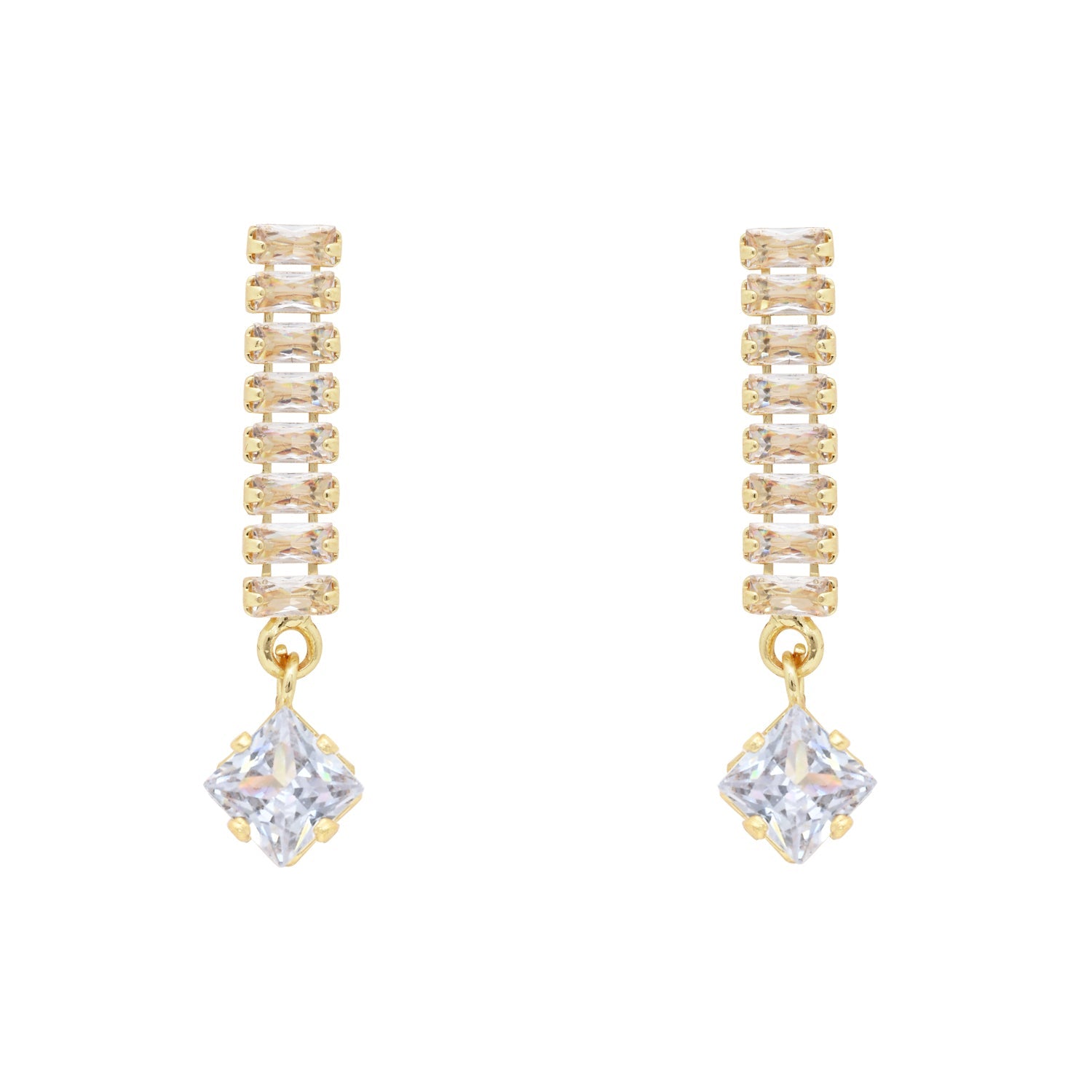 Etnico Gold Plated Cubic Zirconia American Diamond Necklace & Earrings Jewellery Set for Women