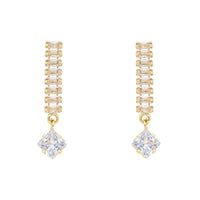 Etnico Gold Plated Cubic Zirconia American Diamond Necklace & Earrings Jewellery Set for Women