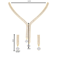 Etnico Gold Plated Cubic Zirconia American Diamond Necklace & Earrings Jewellery Set for Women