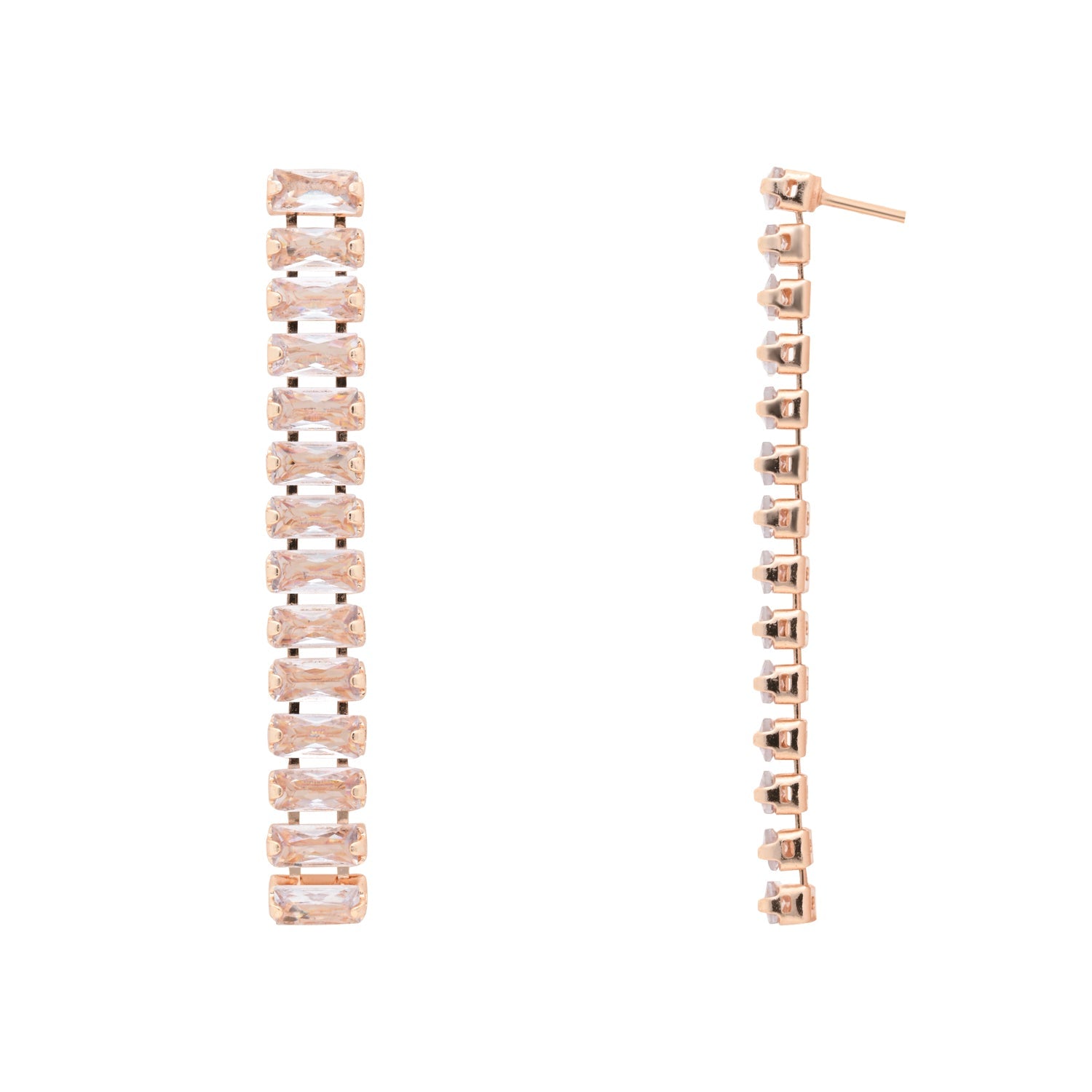 Etnico Rose Gold Plated Cubic Zirconia American Diamond Necklace & Earrings Jewellery Set for Women