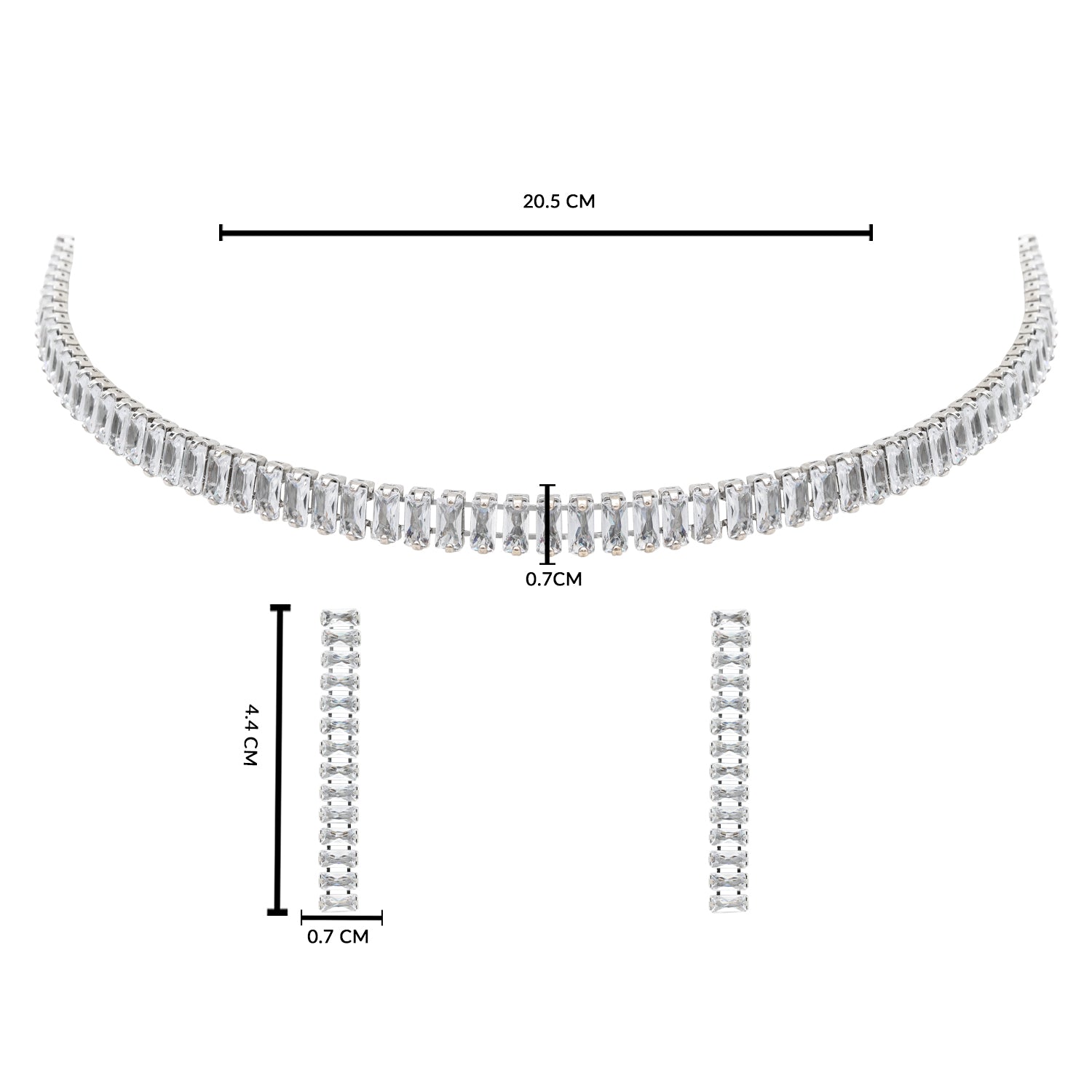 Etnico Cubic Zirconia American Diamond Necklace & Earrings Jewellery Set for Women