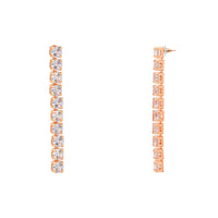 Etnico Rose Gold Plated Cubic Zirconia American Diamond Necklace With Earrings Jewellery Set for Women