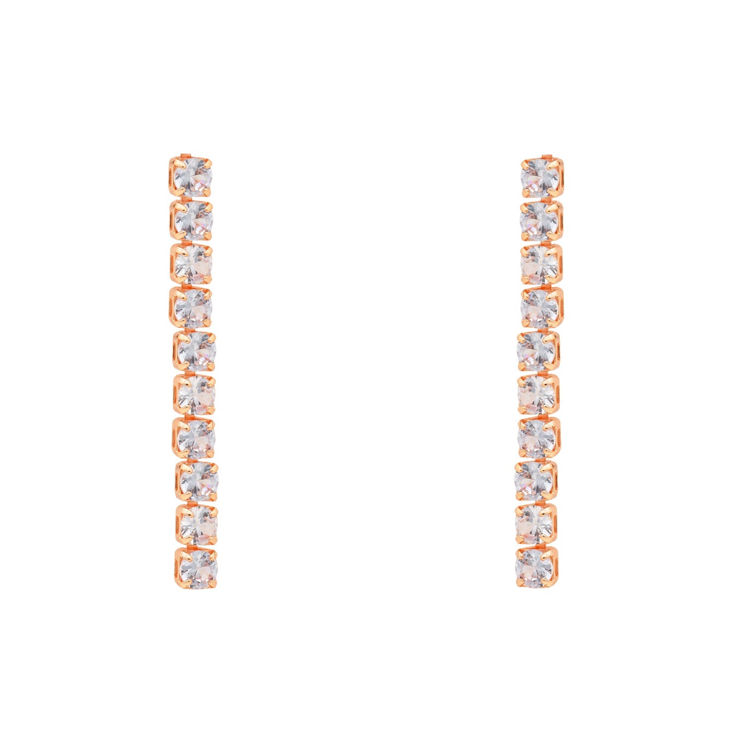 Etnico Rose Gold Plated Cubic Zirconia American Diamond Necklace With Earrings Jewellery Set for Women
