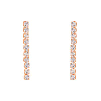Etnico Rose Gold Plated Cubic Zirconia American Diamond Necklace With Earrings Jewellery Set for Women
