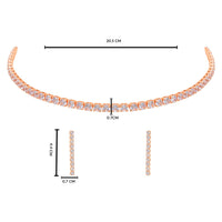 Etnico Rose Gold Plated Cubic Zirconia American Diamond Necklace With Earrings Jewellery Set for Women