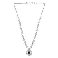 Etnico Silver Plated Cubic Zirconia American Diamond Necklace & Earrings Jewellery Set for Women