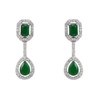 Etnico Silver Plated Cubic Zirconia American Diamond Necklace & Earrings Jewellery Set for Women
