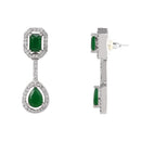 Etnico Silver Plated Cubic Zirconia American Diamond Necklace & Earrings Jewellery Set for Women