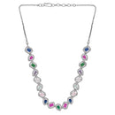 Etnico Silver Plated Cubic Zirconia American Diamond Necklace & Earrings Jewellery Set for Women