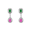 Etnico Silver Plated Cubic Zirconia American Diamond Necklace & Earrings Jewellery Set for Women