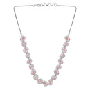 Etnico Silver Plated Cubic Zirconia American Diamond Necklace & Earrings Jewellery Set for Women