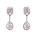 Etnico Silver Plated Cubic Zirconia American Diamond Necklace & Earrings Jewellery Set for Women