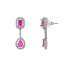 Etnico Silver Plated Cubic Zirconia American Diamond Necklace & Earrings Jewellery Set for Women