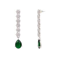 Etnico Silver Plated Cubic Zirconia American Diamond Necklace & Earrings Jewellery Set for Women