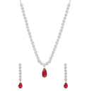 Etnico Silver Plated Cubic Zirconia American Diamond Necklace & Earrings Jewellery Set for Women