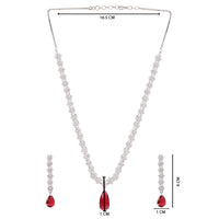 Etnico Silver Plated Cubic Zirconia American Diamond Necklace & Earrings Jewellery Set for Women