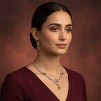 Etnico Gold Plated Traditional Designer Necklace Set with Earrings