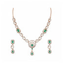 Etnico Gold Plated American Diamond Cubic Zirconia Necklace Set with Earrings