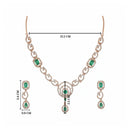 Etnico Gold Plated American Diamond Cubic Zirconia Necklace Set with Earrings