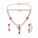 Etnico Gold Plated American Diamond Cubic Zirconia Necklace Set with Earrings