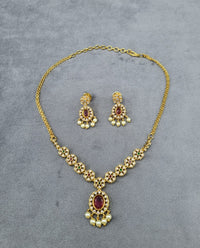 LAFZ Floral Link Necklace & Matching Drop Earrings