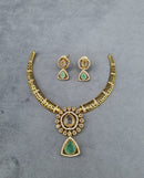 LAFZ Ethereal Mint Gold-Plated AD Necklace Set