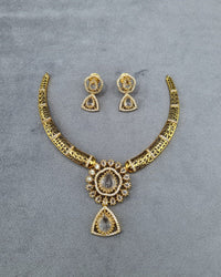 LAFZ Ethereal Mint Gold-Plated AD Necklace Set