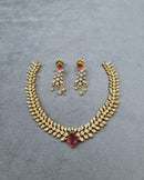 LAFZ Emerald Leafy Link Necklace Set