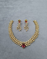 LAFZ Emerald Leafy Link Necklace Set