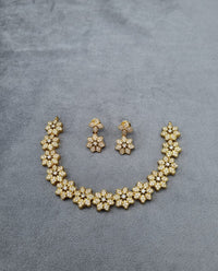 LAFZ Sparkling Clear Stone Floral Link Necklace & Earrings