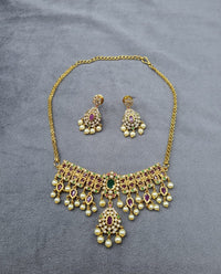 LAFZ Ethnic Multi-Stone Statement Choker Set